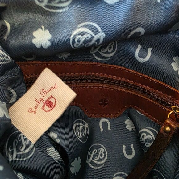 Lucky Brand Brown Leather Boho Slouchy Bag Crossbody Rustic Distressed - Picture 10 of 11